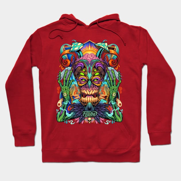 Psychedelic Tiki Creature Hoodie by FlylandDesigns